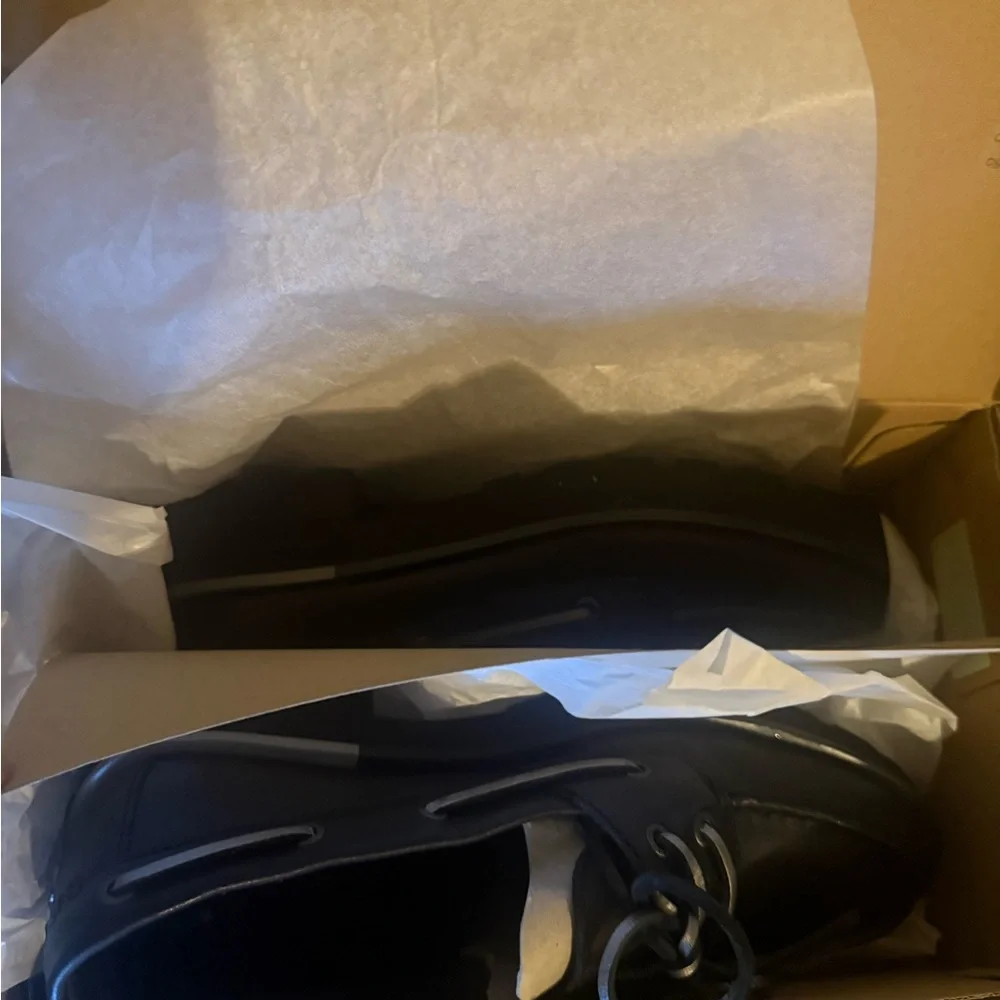 Sperry Women's Black Leather Lug Boat Shoes Top Sider Chunky Boat Black Size 9 - Picture 8 of 9